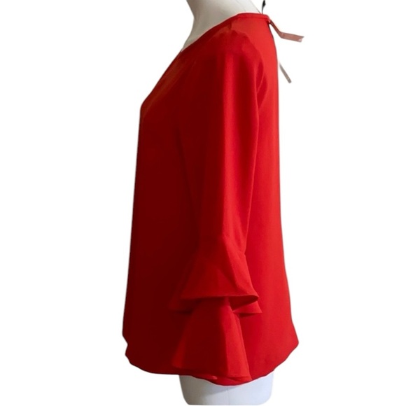 J.CREW NWT Red/Orange tiered bell-sleeves top in drapey crepe 10T - Picture 8 of 10